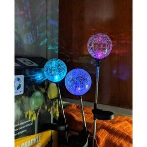 Solar Lights Garden, 3 Pack Solar Lights Outdoor, Multi-Color Changing Spheres